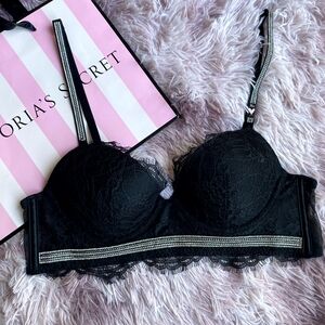 Victoria's Secret Black Lace Bra with Silver Accents